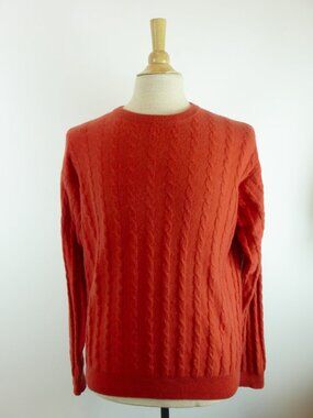 CH CLASSICS 100% cashmere orange crew neck SWEATER Cable knit L